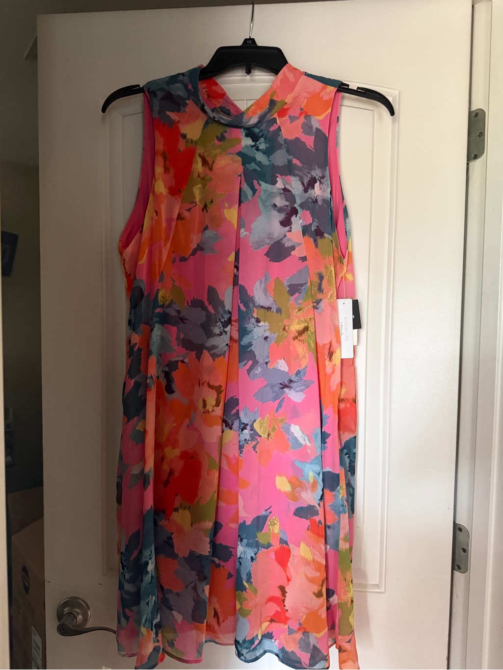 Vibrant Floral Sleeveless Shift Dress - Pink Multi